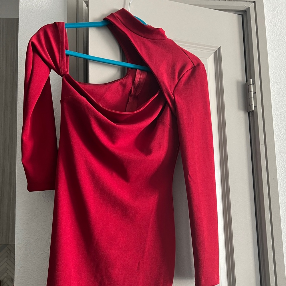 Red midi dress